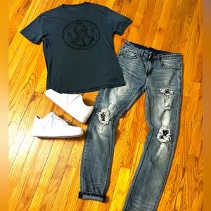 Young & Reckless Mens Skinny Jeans Blue/Grey Sz 31 Pre-Owned (Jeans Only)